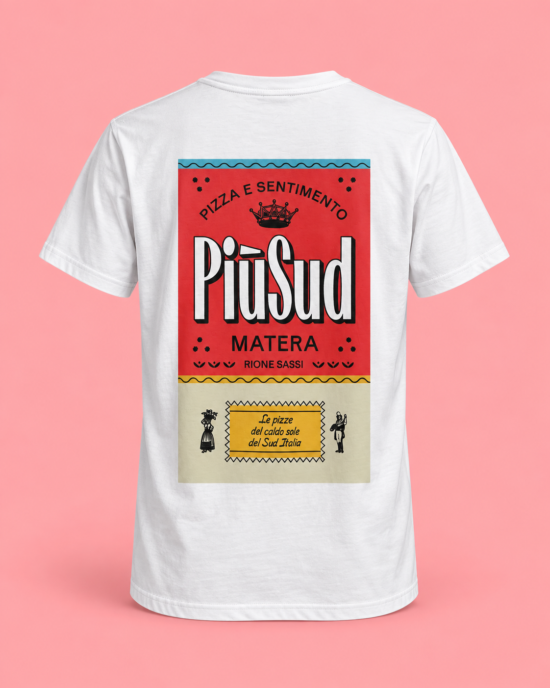 Retro della maglia Pizza e sentimento, render editoriale